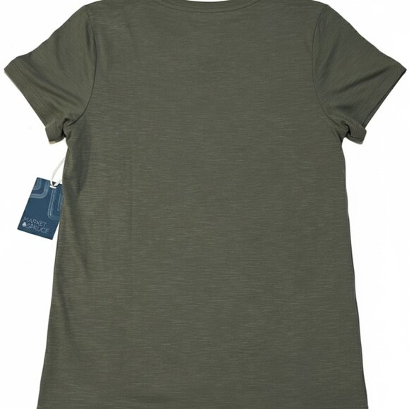 🌿 NWT Market & Spruce Recycled Blend Olive Green Space Dye Tee M - Picture 3 of 4